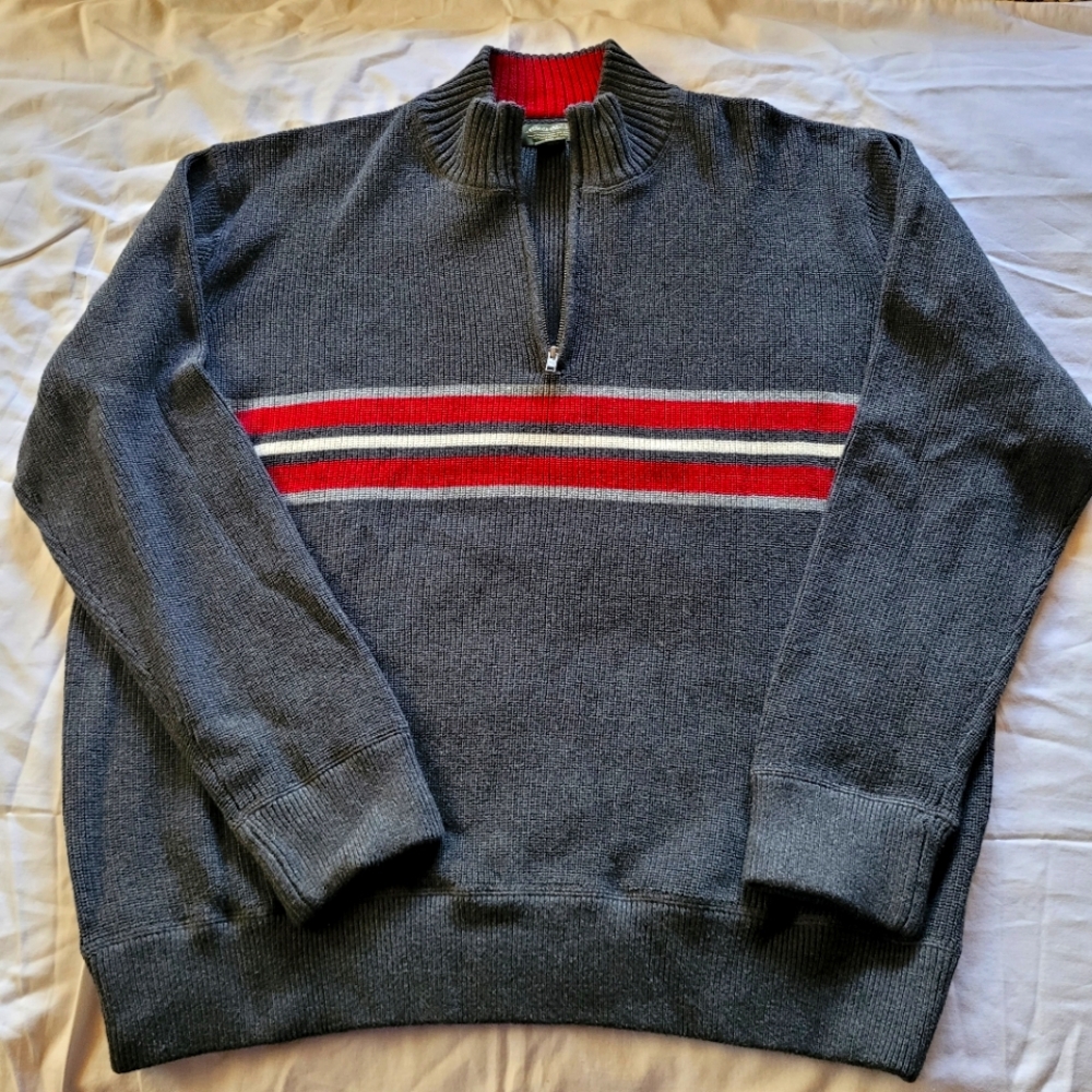EDDIE BAUER 1/4 Zip Heavy Pullover Sweater Gray XXL